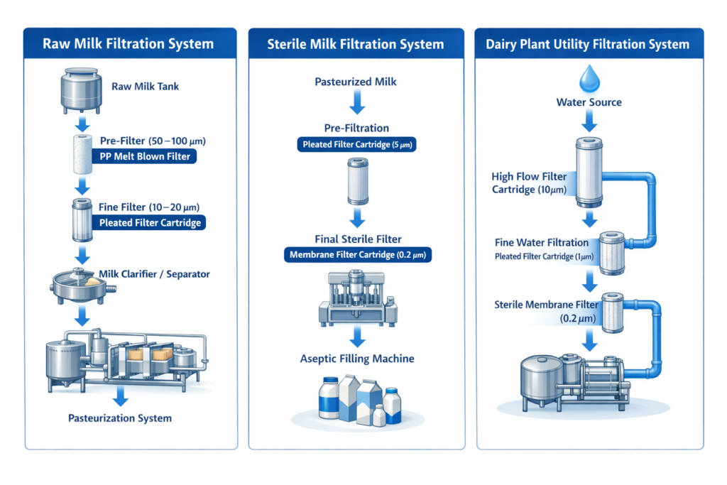 Filter Cartridges for Milk Filtration system